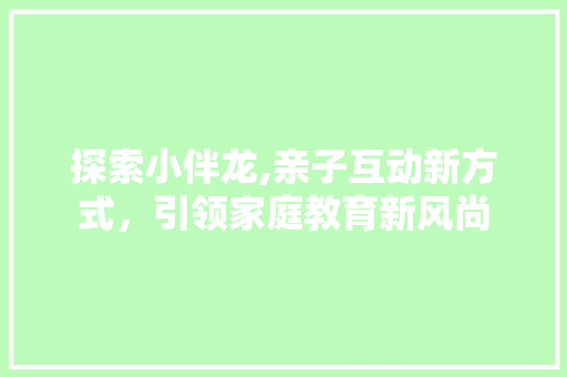 探索小伴龙,亲子互动新方式，引领家庭教育新风尚 编程语言