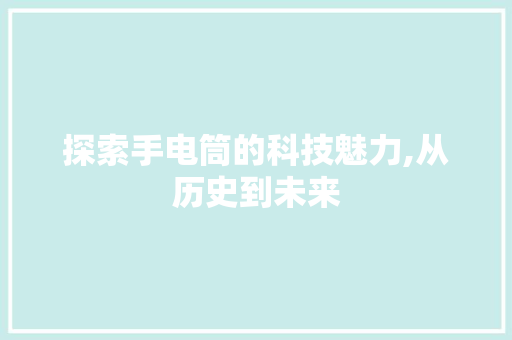 探索手电筒的科技魅力,从历史到未来 电脑故障维修