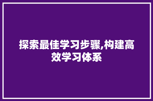 探索最佳学习步骤,构建高效学习体系 编程语言 探索最佳学习步骤,构建高效学习体系 编程语言