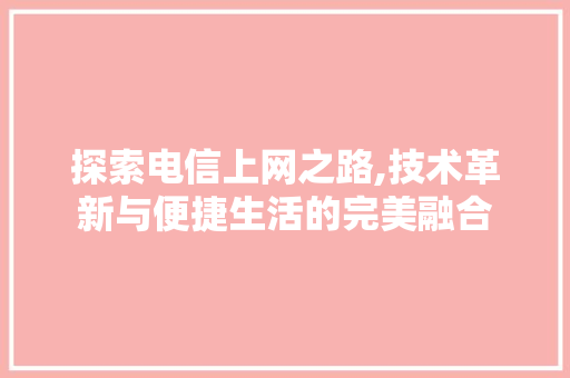 探索电信上网之路,技术革新与便捷生活的完美融合 编程语言