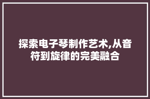 探索电子琴制作艺术,从音符到旋律的完美融合 网络技术 探索电子琴制作艺术,从音符到旋律的完美融合 网络技术