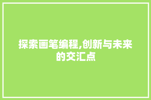 探索画笔编程,创新与未来的交汇点 电脑配置