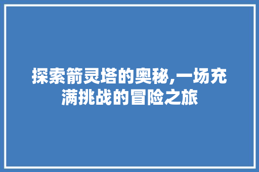 探索箭灵塔的奥秘,一场充满挑战的冒险之旅 电脑故障维修