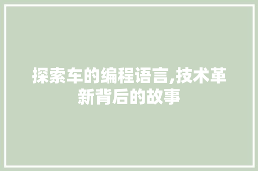 探索车的编程语言,技术革新背后的故事 网络技术 探索车的编程语言,技术革新背后的故事 网络技术