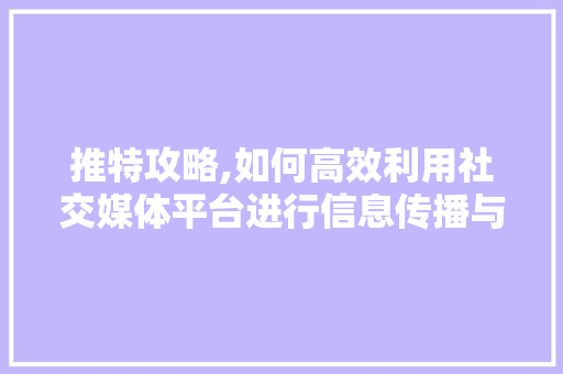推特攻略,如何高效利用社交媒体平台进行信息传播与互动
