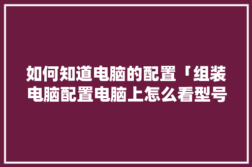 如何知道电脑的配置「组装电脑配置电脑上怎么看型号」 如何知道电脑的配置「组装电脑配置电脑上怎么看型号」 操作系统