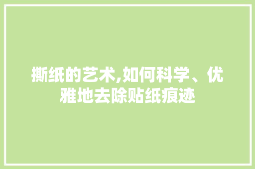 撕纸的艺术,如何科学、优雅地去除贴纸痕迹