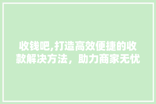 收钱吧,打造高效便捷的收款解决方法，助力商家无忧经营