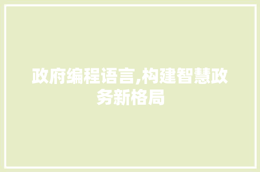 政府编程语言,构建智慧政务新格局