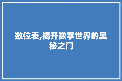 数位表,揭开数字世界的奥秘之门