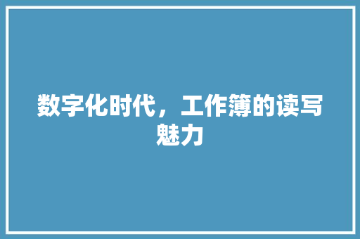 数字化时代，工作簿的读写魅力