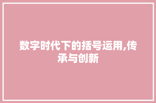 数字时代下的括号运用,传承与创新