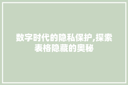 数字时代的隐私保护,探索表格隐藏的奥秘