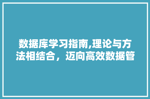 数据库学习指南,理论与方法相结合，迈向高效数据管理之路