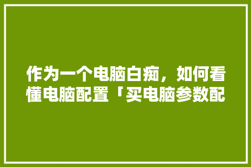 作为一个电脑白痴，如何看懂电脑配置「买电脑参数配置怎么看的」 作为一个电脑白痴，如何看懂电脑配置「买电脑参数配置怎么看的」 电脑故障维修