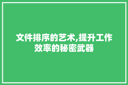文件排序的艺术,提升工作效率的秘密武器