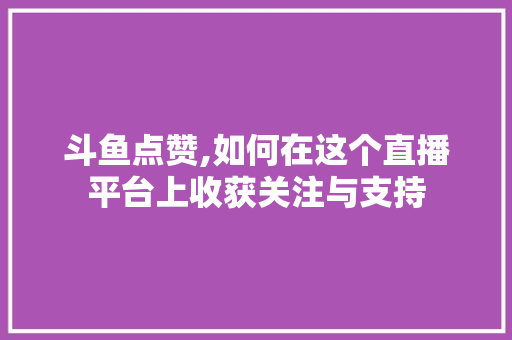 斗鱼点赞,如何在这个直播平台上收获关注与支持