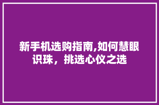 新手机选购指南,如何慧眼识珠，挑选心仪之选
