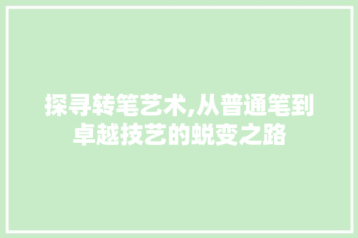 探寻转笔艺术,从普通笔到卓越技艺的蜕变之路 探寻转笔艺术,从普通笔到卓越技艺的蜕变之路