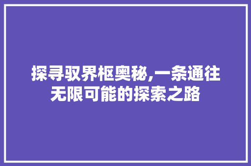 探寻驭界枢奥秘,一条通往无限可能的探索之路