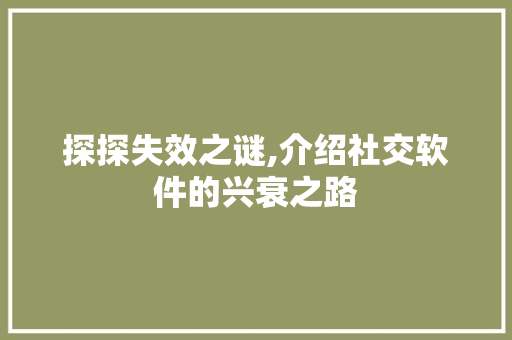 探探失效之谜,介绍社交软件的兴衰之路