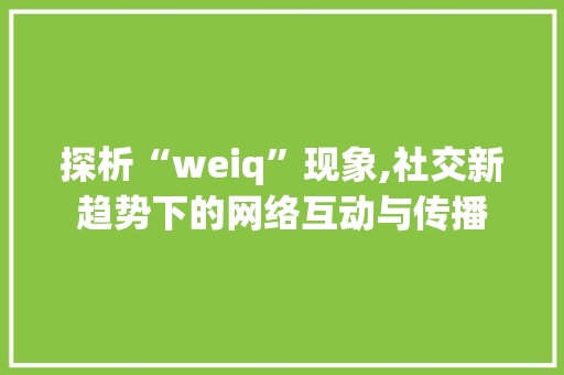 探析“weiq”现象,社交新趋势下的网络互动与传播