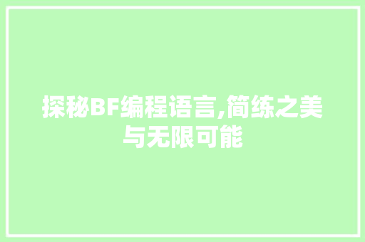 探秘BF编程语言,简练之美与无限可能