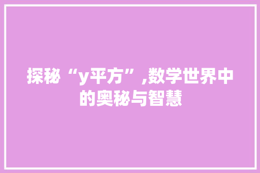 探秘“y平方”,数学世界中的奥秘与智慧
