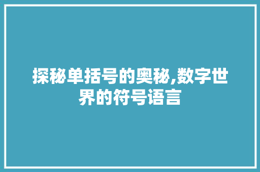 探秘单括号的奥秘,数字世界的符号语言 操作系统