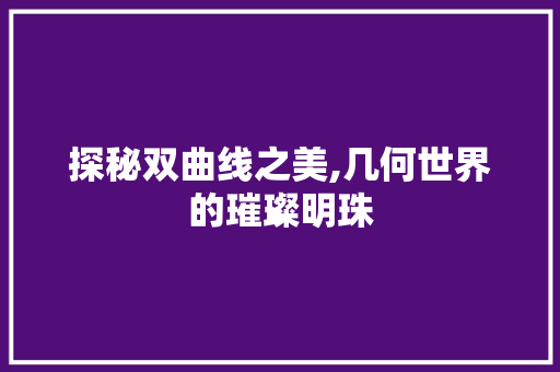 探秘双曲线之美,几何世界的璀璨明珠