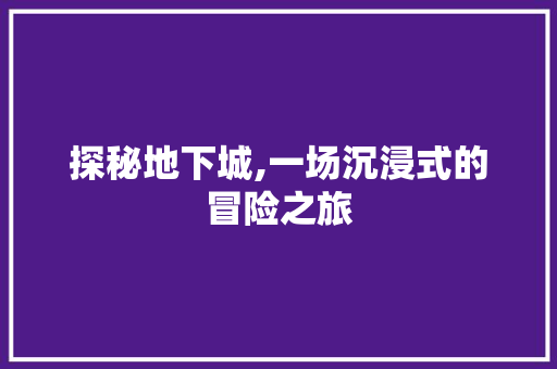 探秘地下城,一场沉浸式的冒险之旅