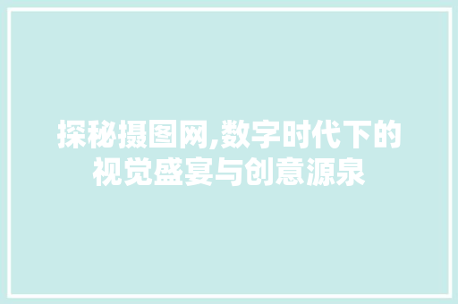 探秘摄图网,数字时代下的视觉盛宴与创意源泉 电脑基础