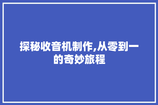 探秘收音机制作,从零到一的奇妙旅程 电脑配置