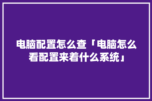 电脑配置怎么查「电脑怎么看配置来着什么系统」 电脑配置怎么查「电脑怎么看配置来着什么系统」 编程语言