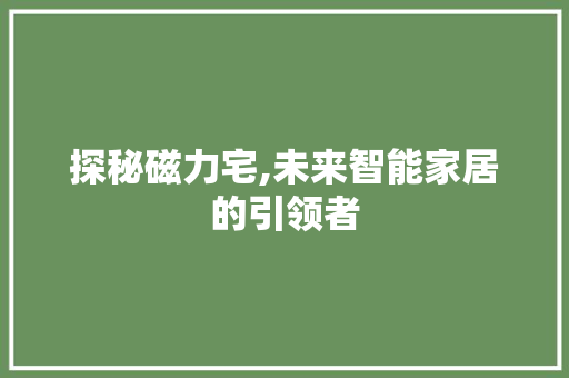 探秘磁力宅,未来智能家居的引领者 网络技术 探秘磁力宅,未来智能家居的引领者 网络技术