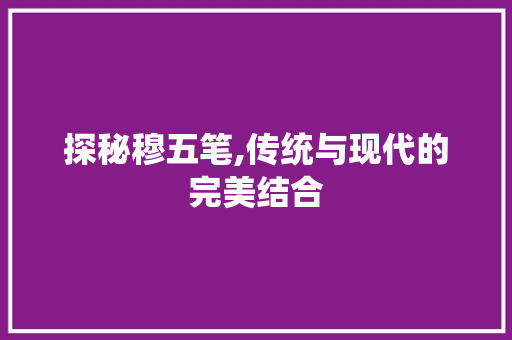 探秘穆五笔,传统与现代的完美结合 电脑配置