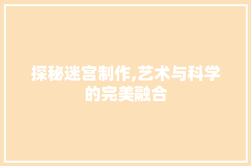 探秘迷宫制作,艺术与科学的完美融合 编程语言