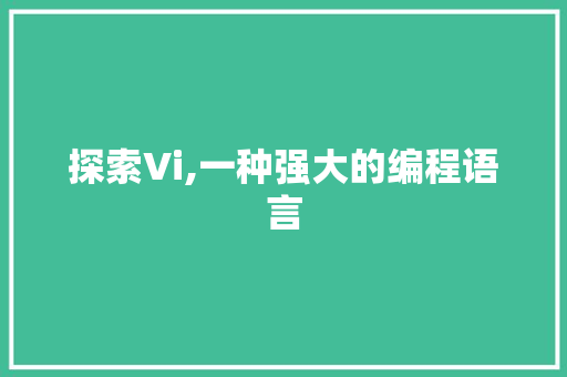 探索Vi,一种强大的编程语言