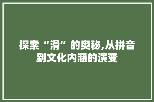 探索“滑”的奥秘,从拼音到文化内涵的演变