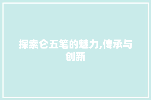 探索仑五笔的魅力,传承与创新 电脑配置
