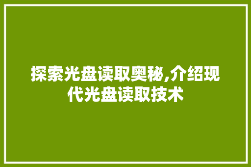 探索光盘读取奥秘,介绍现代光盘读取技术 操作系统 探索光盘读取奥秘,介绍现代光盘读取技术 操作系统