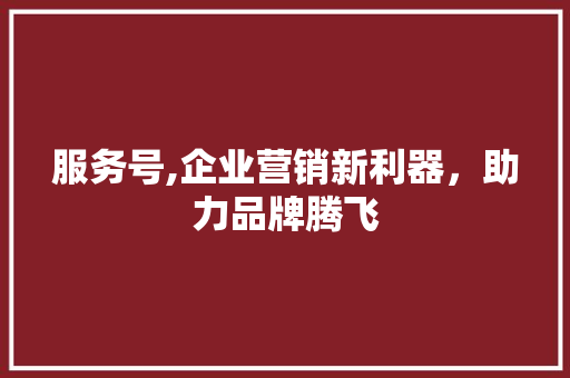 服务号,企业营销新利器，助力品牌腾飞