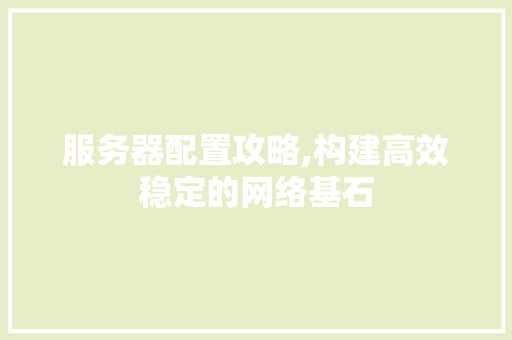 服务器配置攻略,构建高效稳定的网络基石