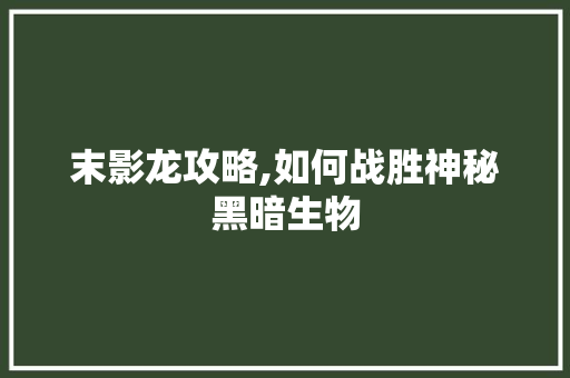末影龙攻略,如何战胜神秘黑暗生物 末影龙攻略,如何战胜神秘黑暗生物