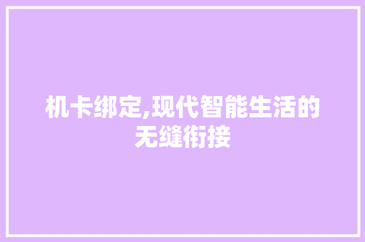 机卡绑定,现代智能生活的无缝衔接 机卡绑定,现代智能生活的无缝衔接