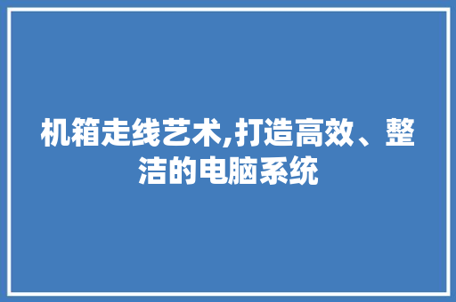 机箱走线艺术,打造高效、整洁的电脑系统