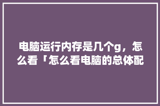 电脑运行内存是几个g，怎么看「怎么看电脑的总体配置信息」 电脑运行内存是几个g，怎么看「怎么看电脑的总体配置信息」 电脑基础