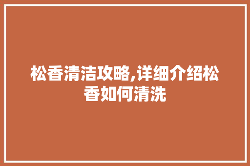 松香清洁攻略,详细介绍松香如何清洗