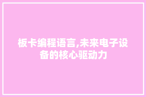 板卡编程语言,未来电子设备的核心驱动力