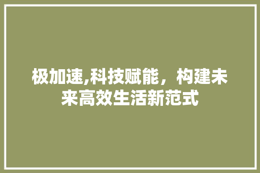 极加速,科技赋能，构建未来高效生活新范式